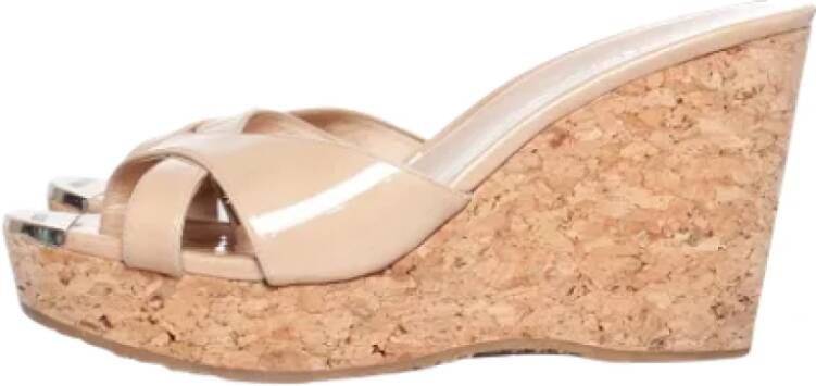 Jimmy Choo Pre-owned Leather sandals Beige Dames