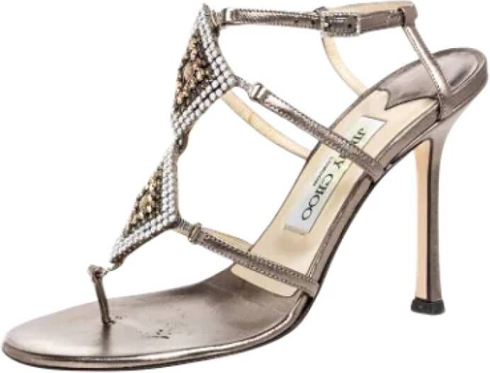 Jimmy Choo Pre-owned Leather sandals Gray Dames