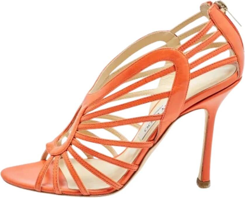 Jimmy Choo Pre-owned Leather sandals Orange Dames