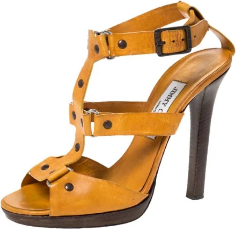 Jimmy Choo Pre-owned Leather sandals Yellow Dames