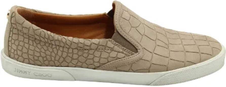 Jimmy Choo Pre-owned Leather sneakers Beige Dames