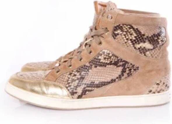 Jimmy Choo Pre-owned Leather sneakers Brown Dames