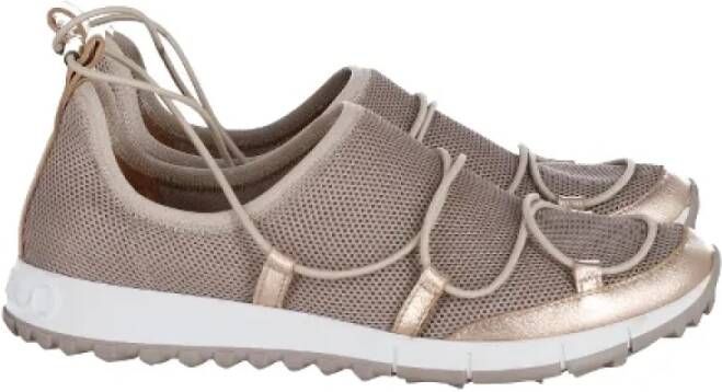 Jimmy Choo Pre-owned Mesh sneakers Beige Dames