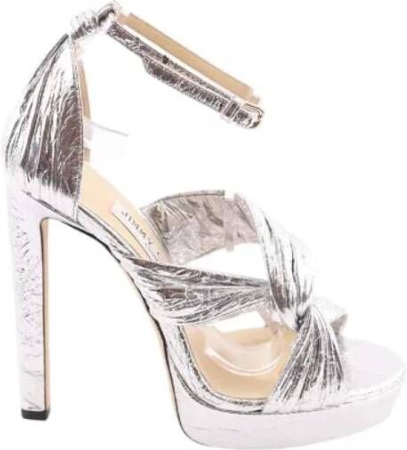 Jimmy Choo Pre-owned Polyester heels Gray Dames