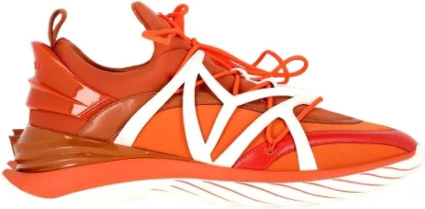 Jimmy Choo Pre-owned Rubber sneakers Orange Heren