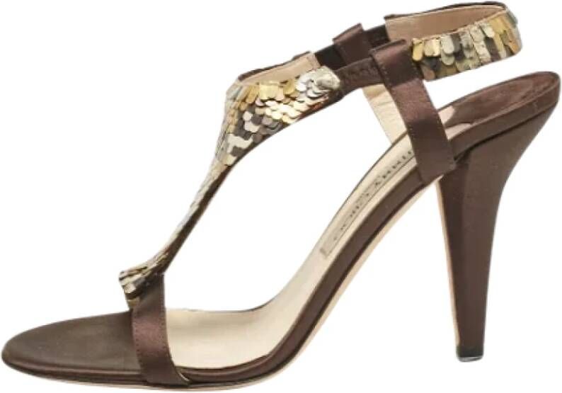 Jimmy Choo Pre-owned Satin sandals Brown Dames