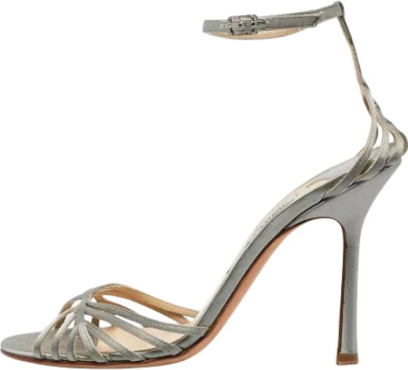 Jimmy Choo Pre-owned Satin sandals Gray Dames