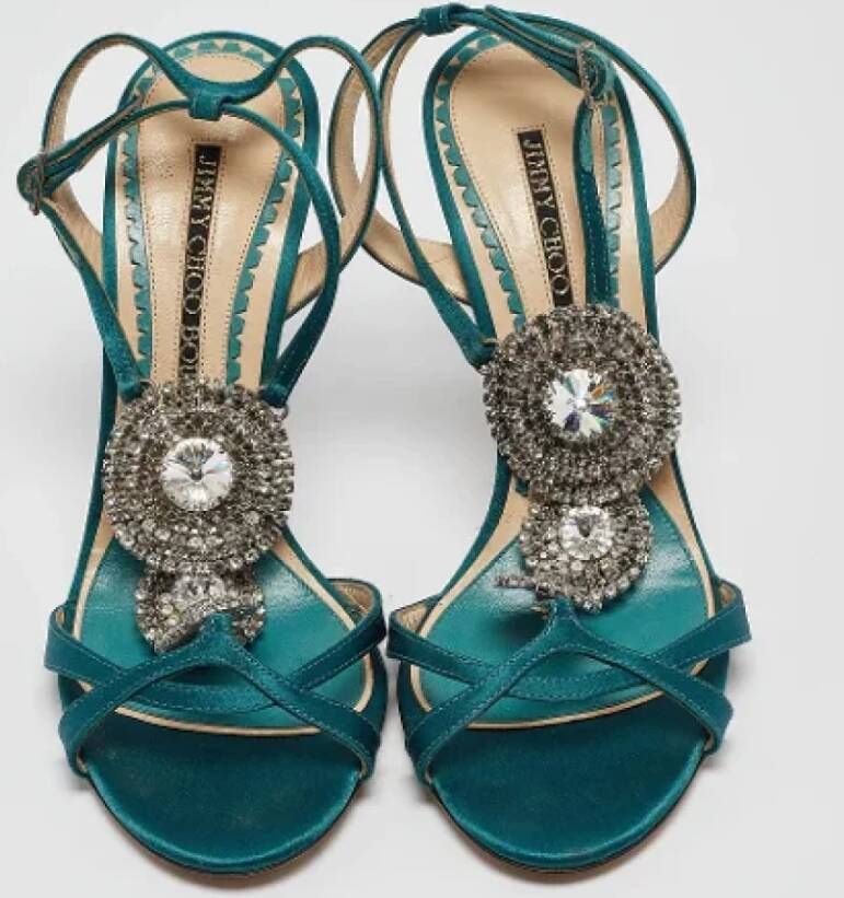 Jimmy Choo Pre-owned Satin sandals Green Dames