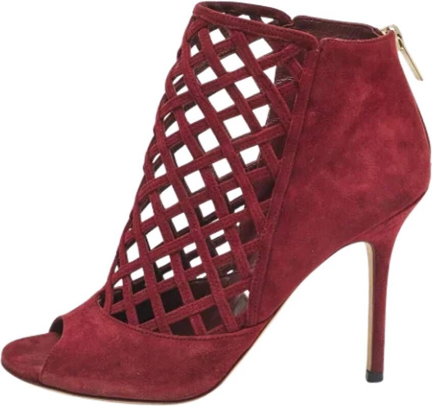 Jimmy Choo Pre-owned Suede boots Red Dames