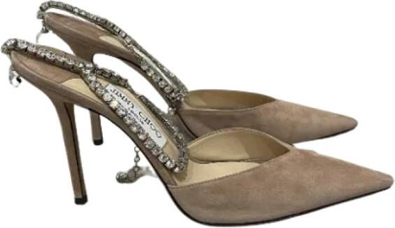 Jimmy Choo Pre-owned Suede heels Beige Dames