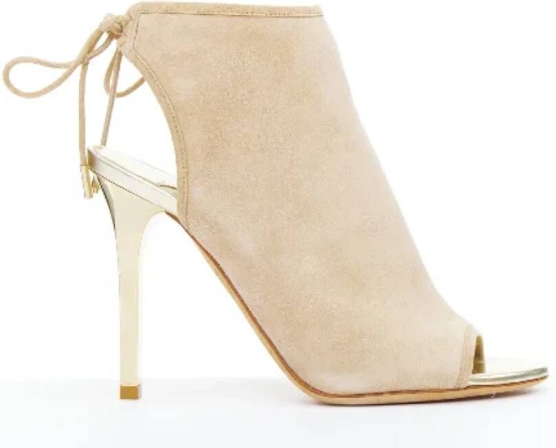 Jimmy Choo Pre-owned Suede heels Beige Dames