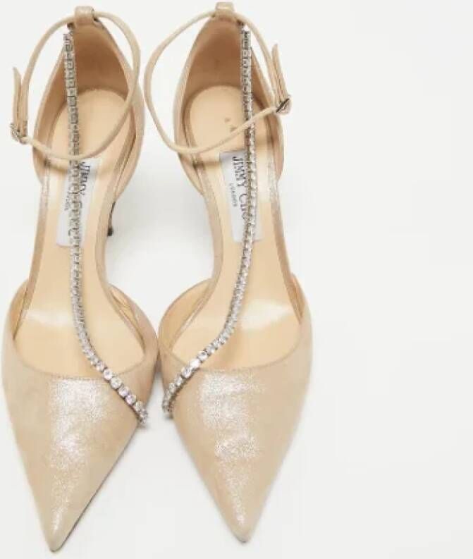 Jimmy Choo Pre-owned Suede heels Beige Dames