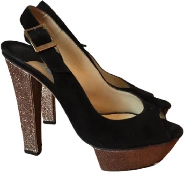 Jimmy Choo Pre-owned Suede heels Black Dames