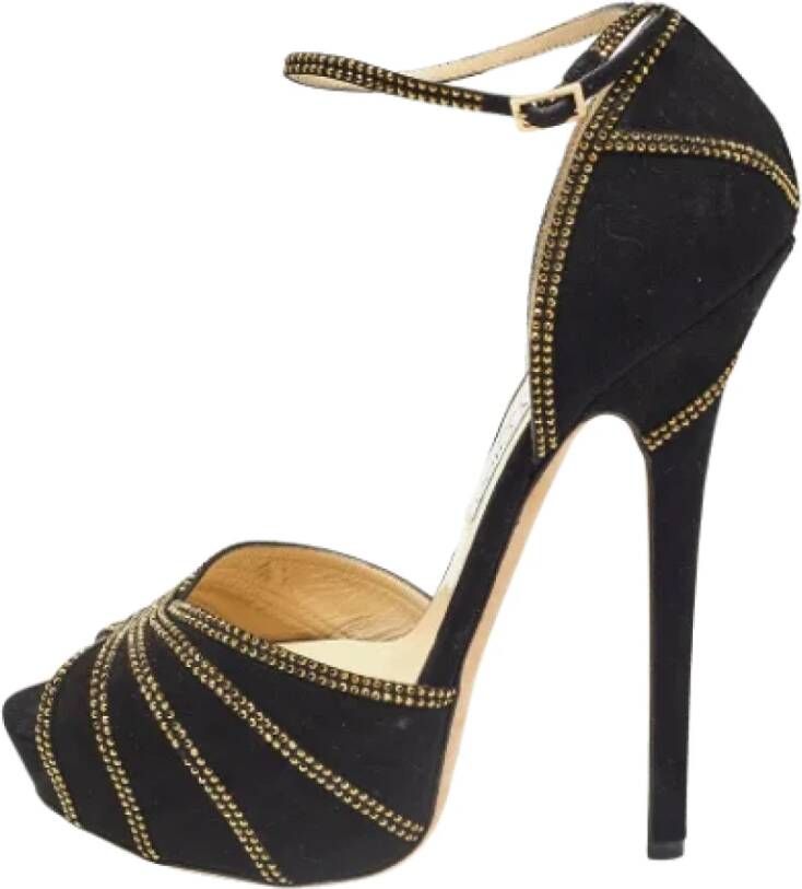 Jimmy Choo Pre-owned Suede heels Black Dames