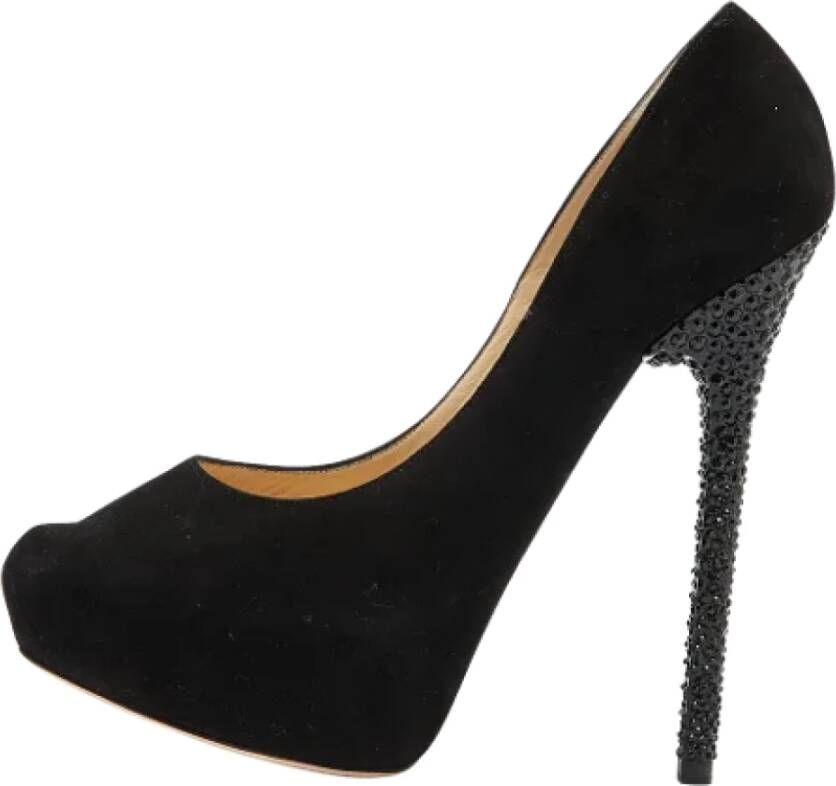 Jimmy Choo Pre-owned Suede heels Black Dames