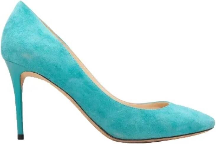 Jimmy Choo Pre-owned Suede heels Blue Dames