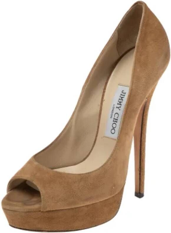 Jimmy Choo Pre-owned Suede heels Brown Dames