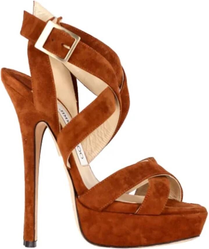 Jimmy Choo Pre-owned Suede heels Brown Dames