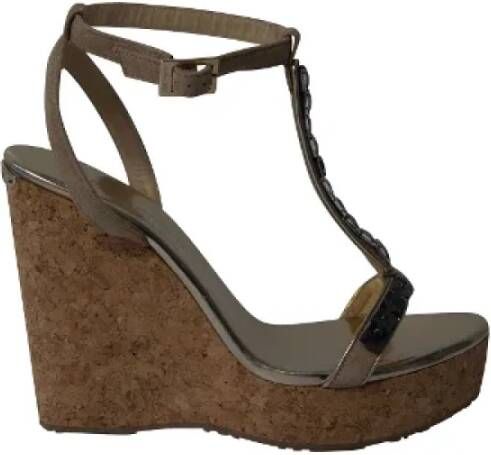 Jimmy Choo Pre-owned Suede heels Gray Dames