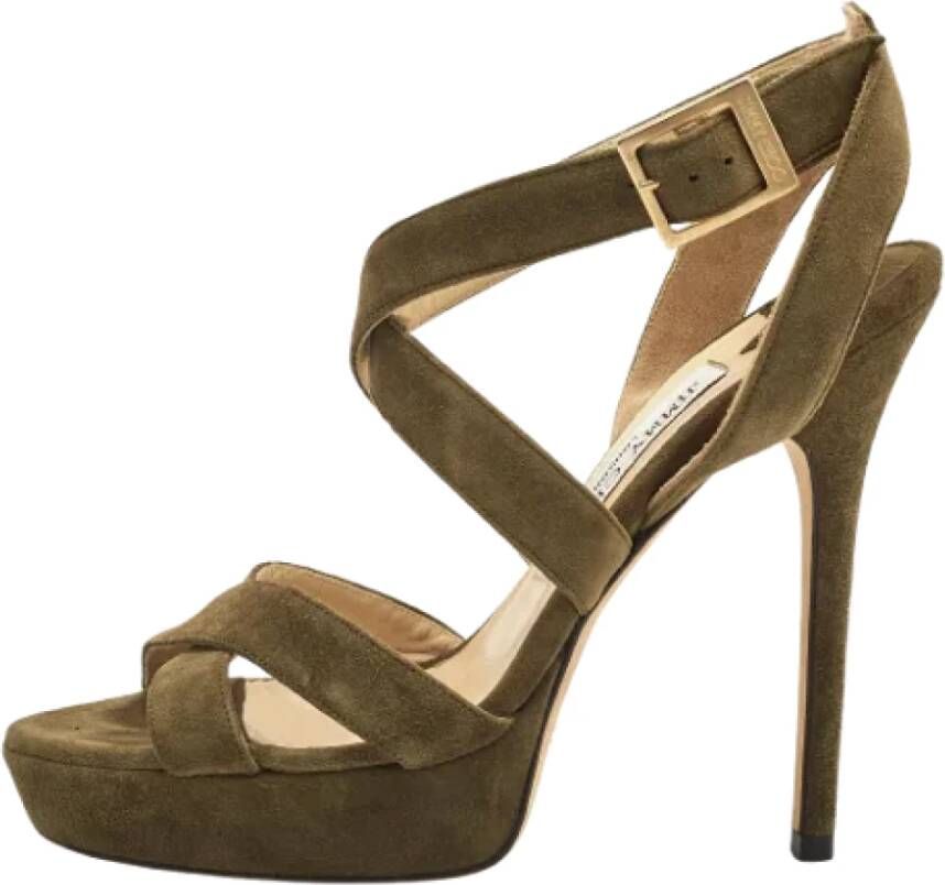 Jimmy Choo Pre-owned Suede heels Green Dames