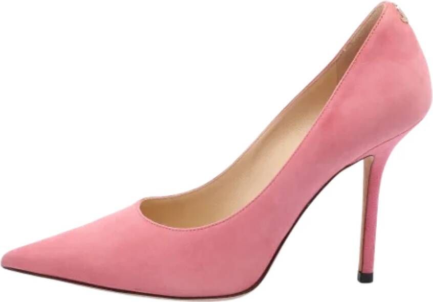 Jimmy Choo Pre-owned Suede heels Pink Dames