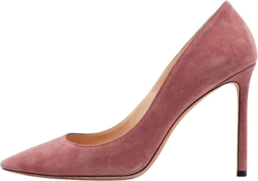 Jimmy Choo Pre-owned Suede heels Pink Dames