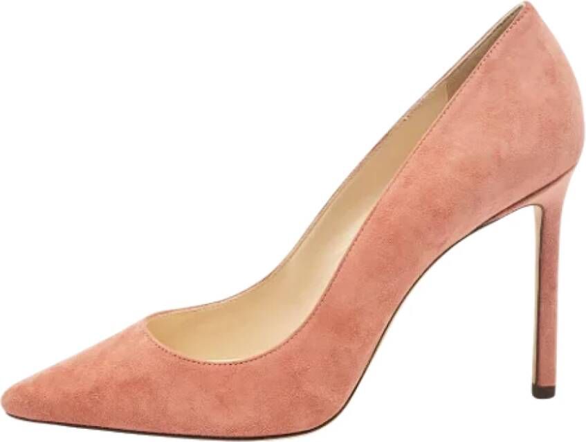 Jimmy Choo Pre-owned Suede heels Pink Dames