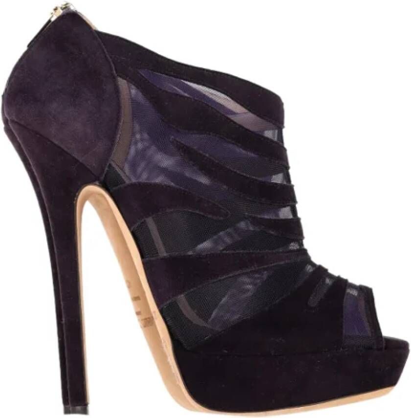 Jimmy Choo Pre-owned Suede heels Purple Dames