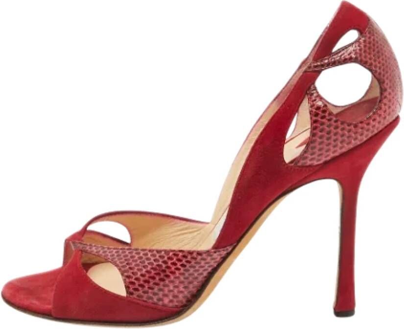 Jimmy Choo Pre-owned Suede heels Red Dames