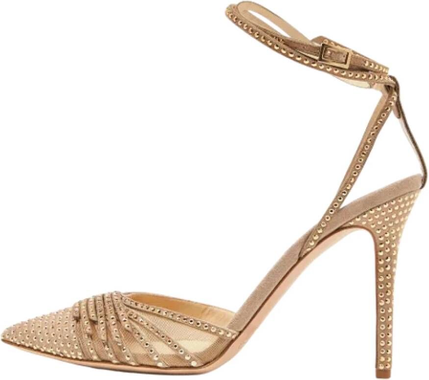 Jimmy Choo Pre-owned Suede heels Yellow Dames