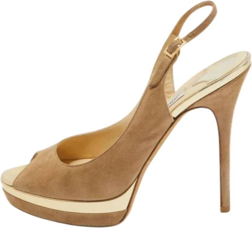 Jimmy Choo Pre-owned Suede sandals Beige Dames