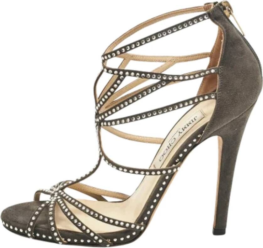 Jimmy Choo Pre-owned Suede sandals Gray Dames