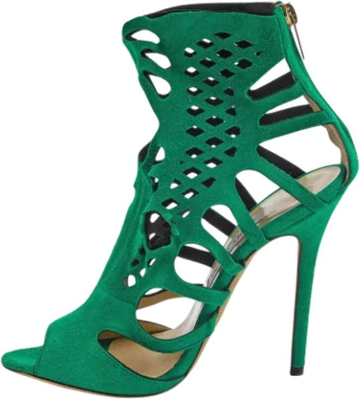 Jimmy Choo Pre-owned Suede sandals Green Dames