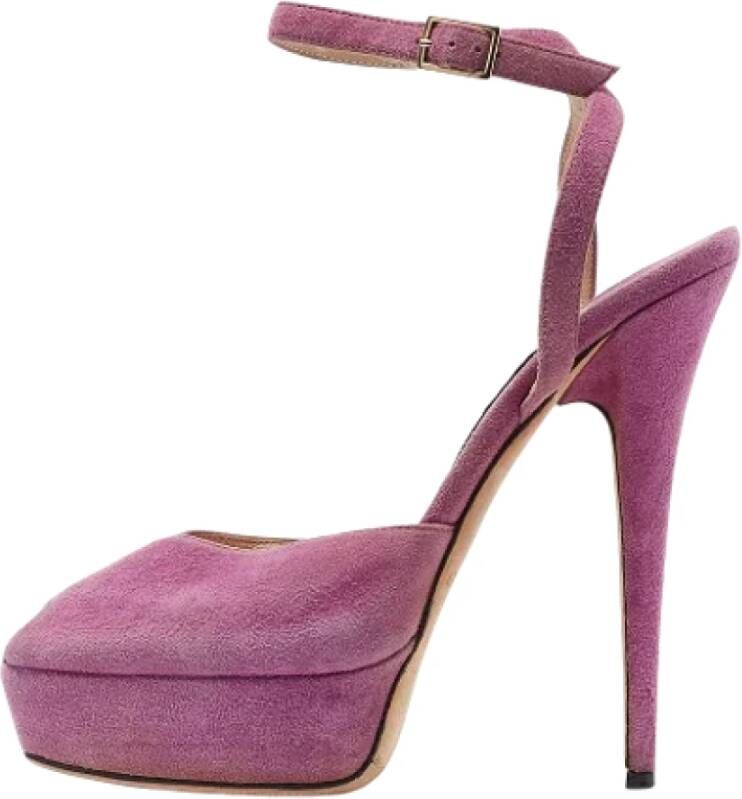 Jimmy Choo Pre-owned Suede sandals Purple Dames