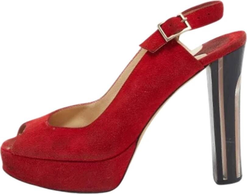 Jimmy Choo Pre-owned Suede sandals Red Dames