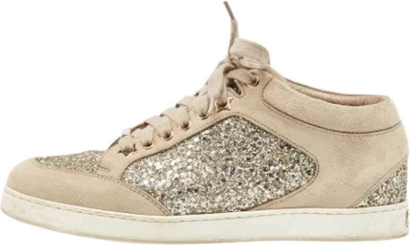 Jimmy Choo Pre-owned Suede sneakers Beige Dames