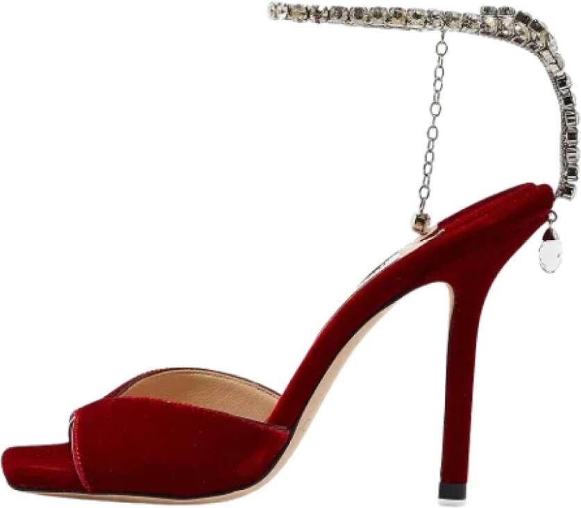 Jimmy Choo Pre-owned Velvet sandals Red Dames