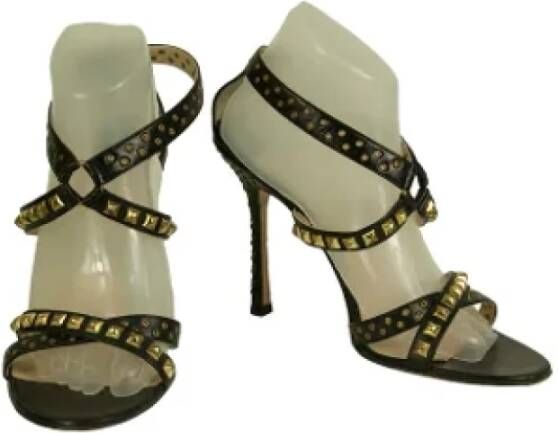 Jimmy Choo Pre-owned Zwarte Leren Sandalen Black Dames