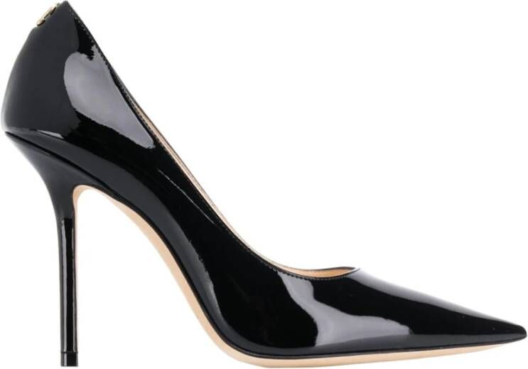 Jimmy Choo Zwarte Pumps van Lakleer met Puntige Neus Black Dames