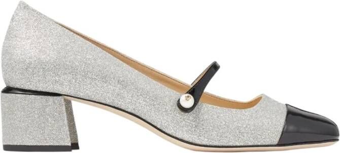 Jimmy Choo Zwarte Glitter Pumps met Faux-Parel Versiering Gray Dames