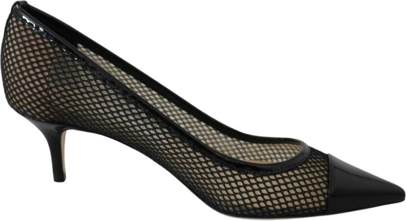 Jimmy Choo Chique puntige pumps in lak en mesh Black Dames