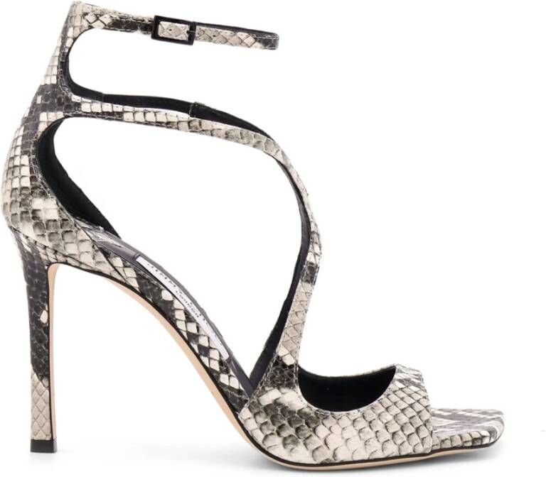 Jimmy Choo Python Print Leren Sandalen met Stiletto Hak Gray Dames