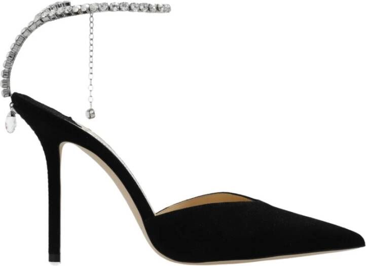 Jimmy Choo Pumps & high heels Suede Pointy Pumps With Crystal Chain in zwart