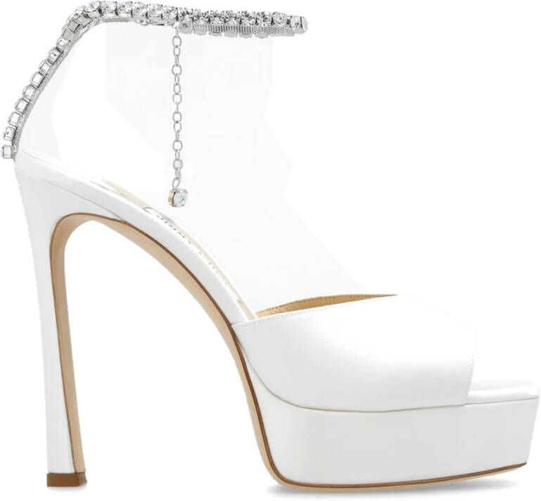 Jimmy Choo Saeda platform sandalen van satijn White Dames