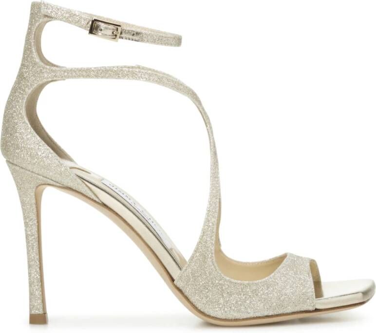 Jimmy Choo Sandalen met Glitterpoeder en Verfijnde Bandjes White Dames