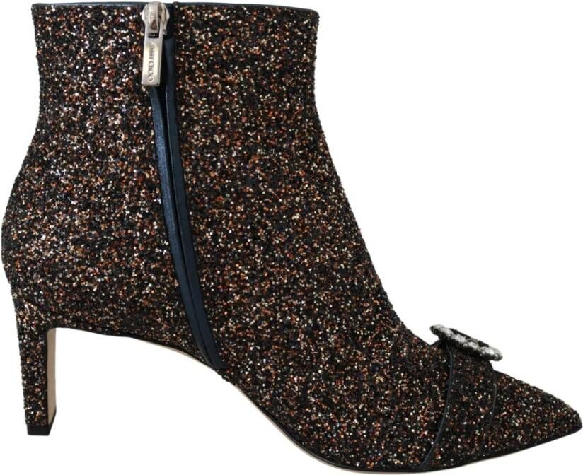 Jimmy Choo Schitterende Amethistlaarzen met Glitterhakken Multicolor Dames