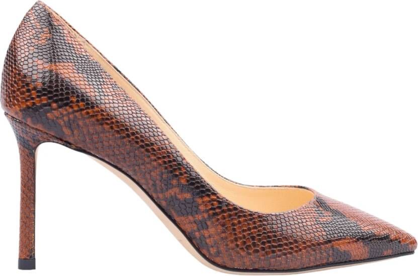 Jimmy Choo Slangenprint leren decolletes Brown Dames