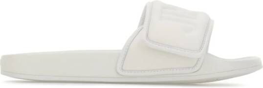 Jimmy Choo Logoed Lycra Slides met leren bies White Dames