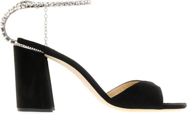 Jimmy Choo Zwarte Suède Sandalen met Verstelbare Enkelband Black Dames