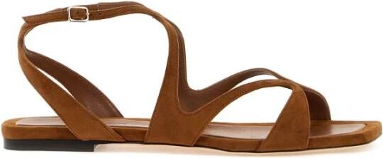 Jimmy Choo Suede platte sandalen met gevormde bandjes Brown Dames